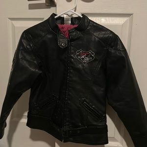 Girls Harley Davidson Pleather Jacket  sz. 10/12 Black